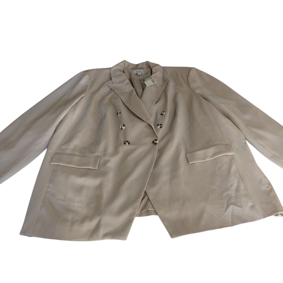 Nine West Blazer Women's Beige Double Breasted Plus Size Blazer Jacket Sz 4X NWT - Picture 4 of 8